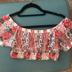 Cropped Floral Off the Shoulder Top